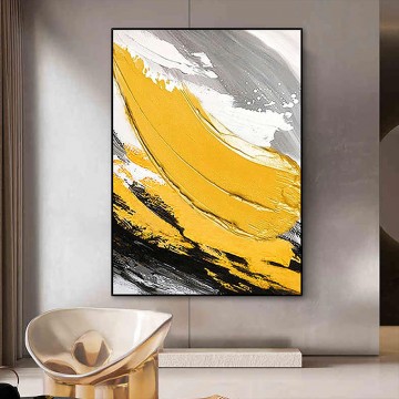 Pincel abstracto amarillo de Palette Knife arte de pared textura minimalista Pinturas al óleo